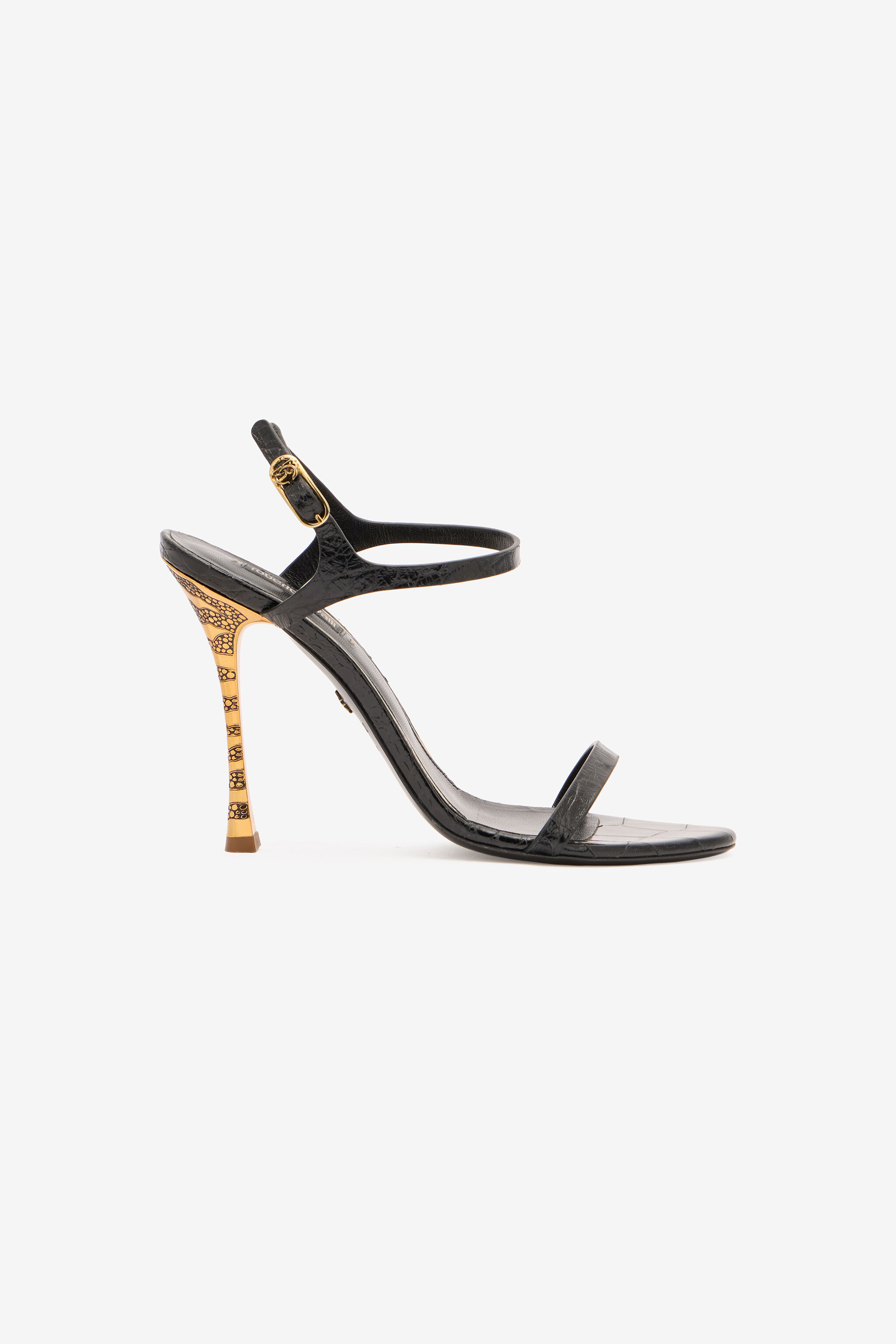 RC Slingback Sandals in Crocodile-Effect Black VKS022-PZ579