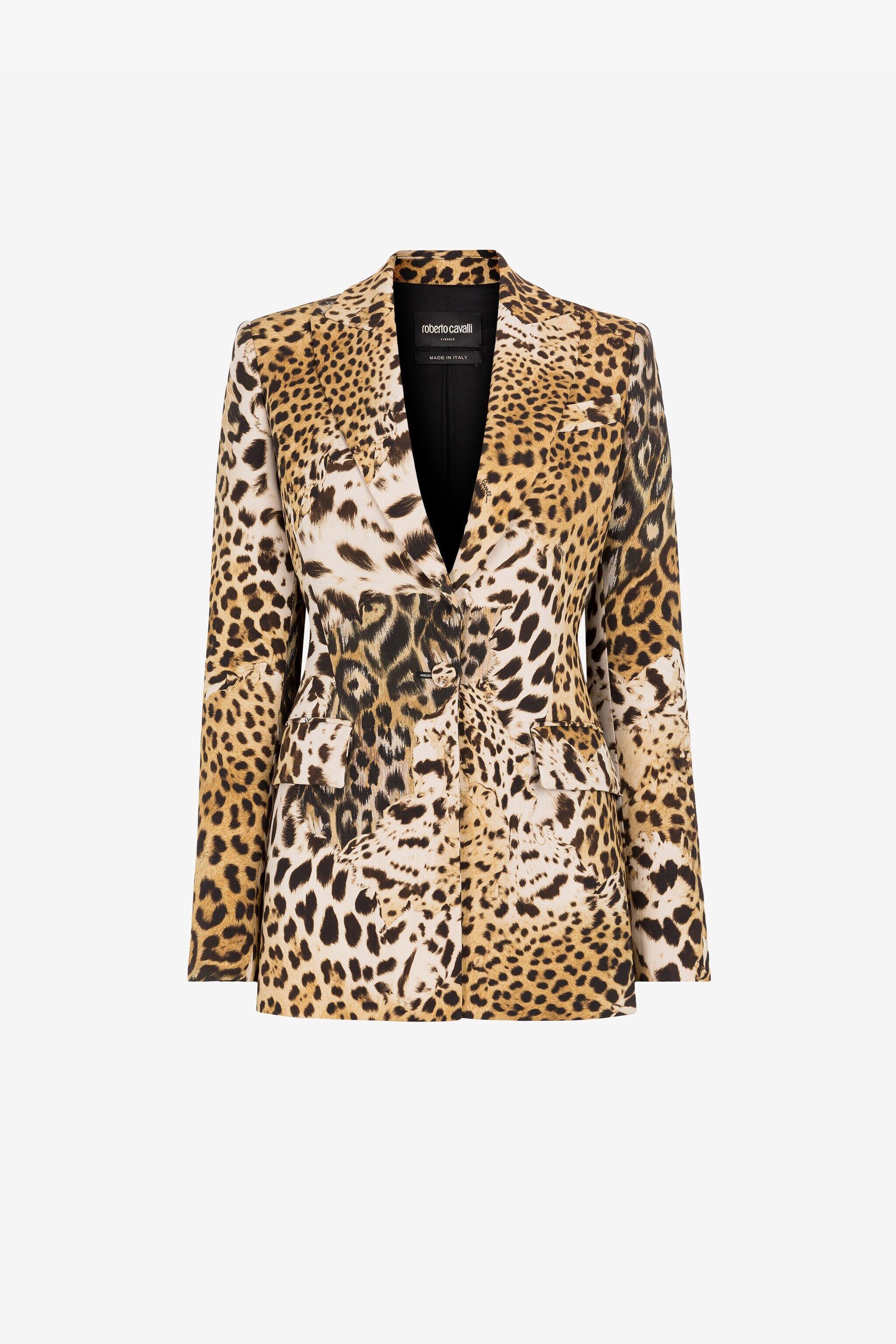 RC Animal-print single-breasted blazer Light Brown QWT401-ORG34
