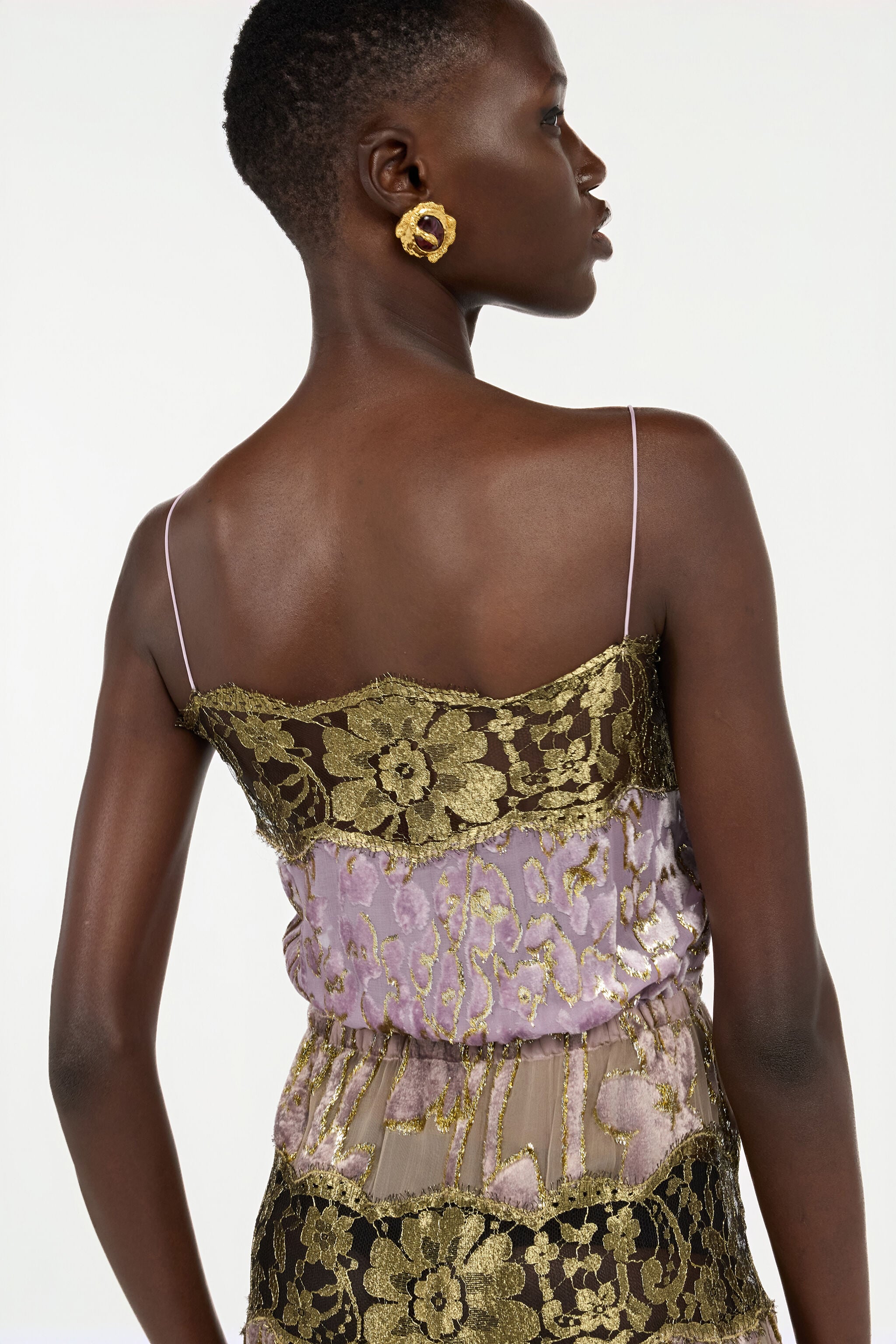 Nude And Lilac Dress With Floral Pattern in NUDE/LILLA for Women