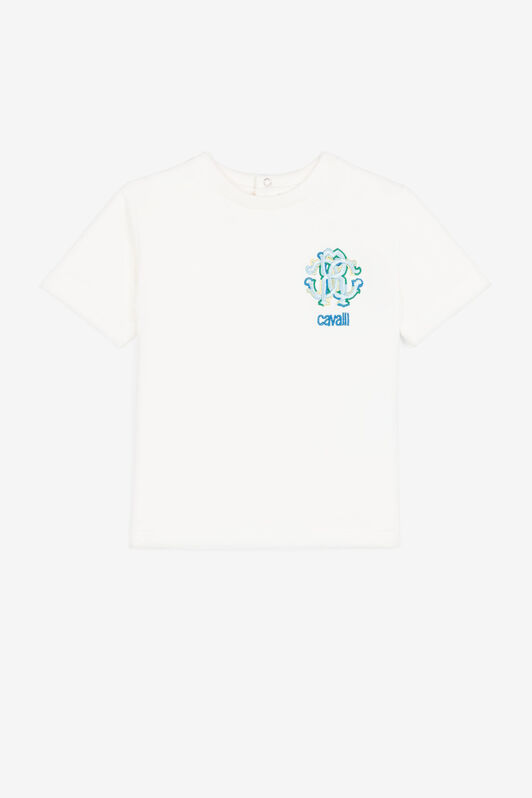 JU RC Monogram-Embroidered Cotton T-Shirt JU RC Monogram-Embroidered Cotton T-Shirt White QJT629-JV025