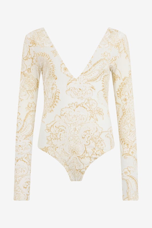 RC Ornamental White Print Top WHITE WQT609-6CR36