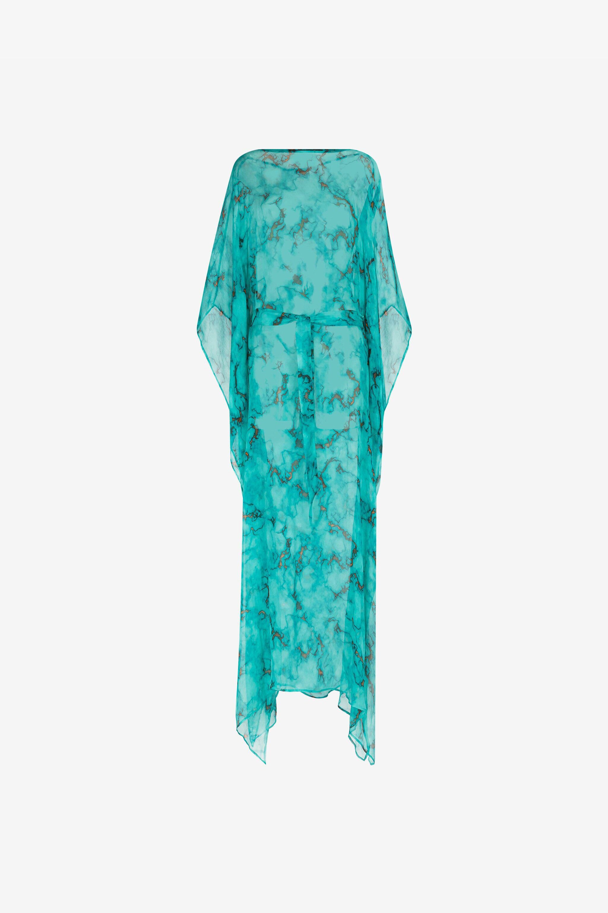 RC Kaftan-Kleid mit Marmor-Print Hellblau RKT180-CZH62