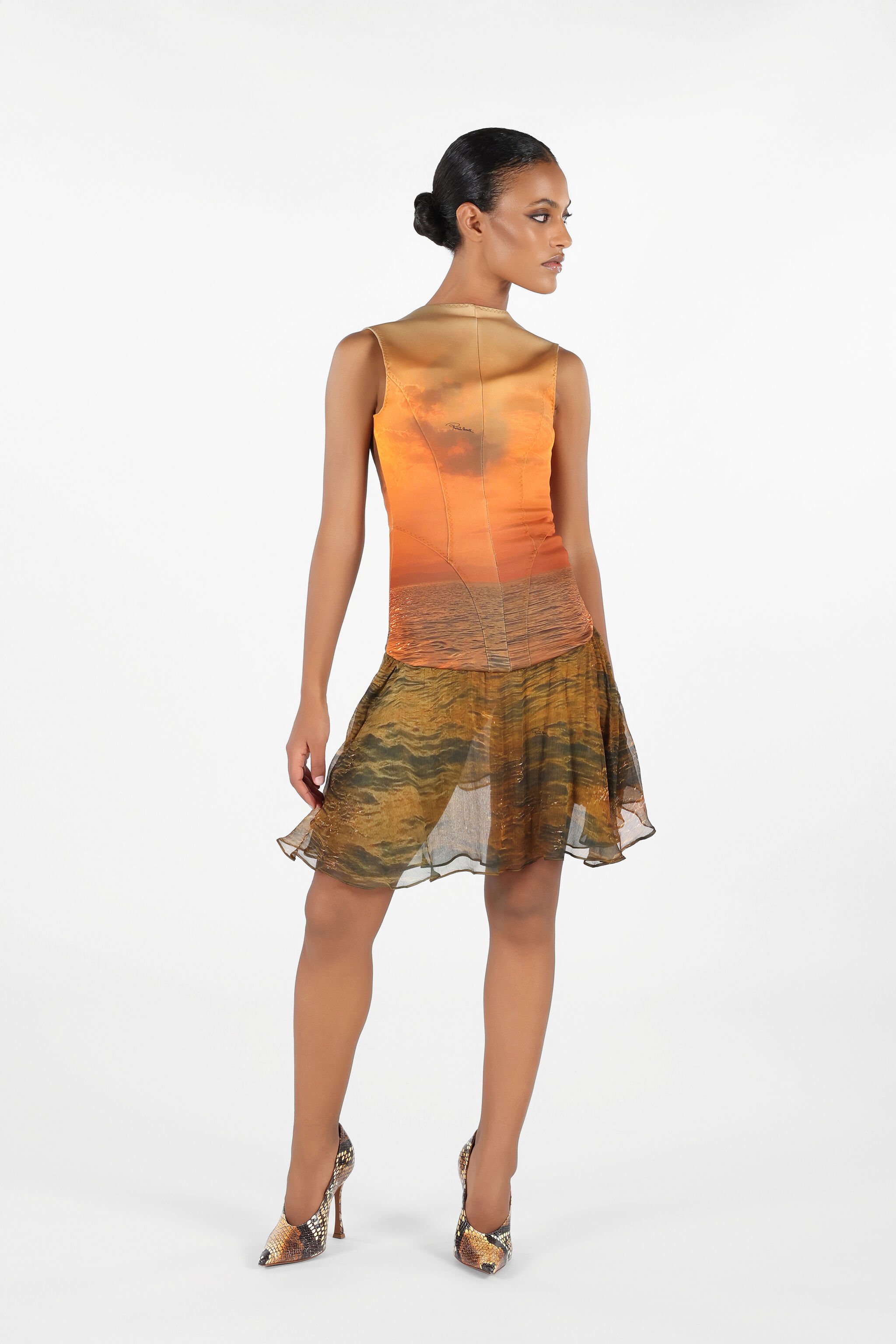 RC Sunset Print Short Dress Orange UWT113-JMN97