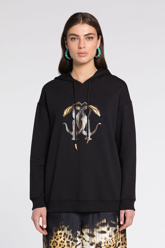 RC Logo-Print Cotton Hoodie Black RKT63B-CF020