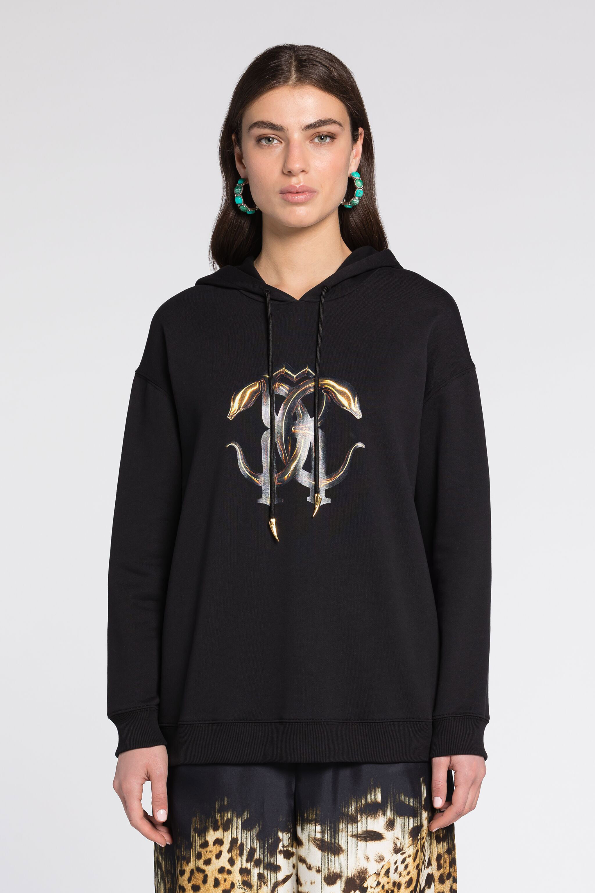 RC Logo-Print Cotton Hoodie Black RKT63B-CF020