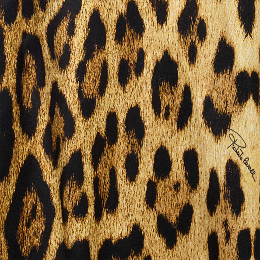 RC Silk Shirt with Jaguar Skin Print Marron VWT700-TYQ71
