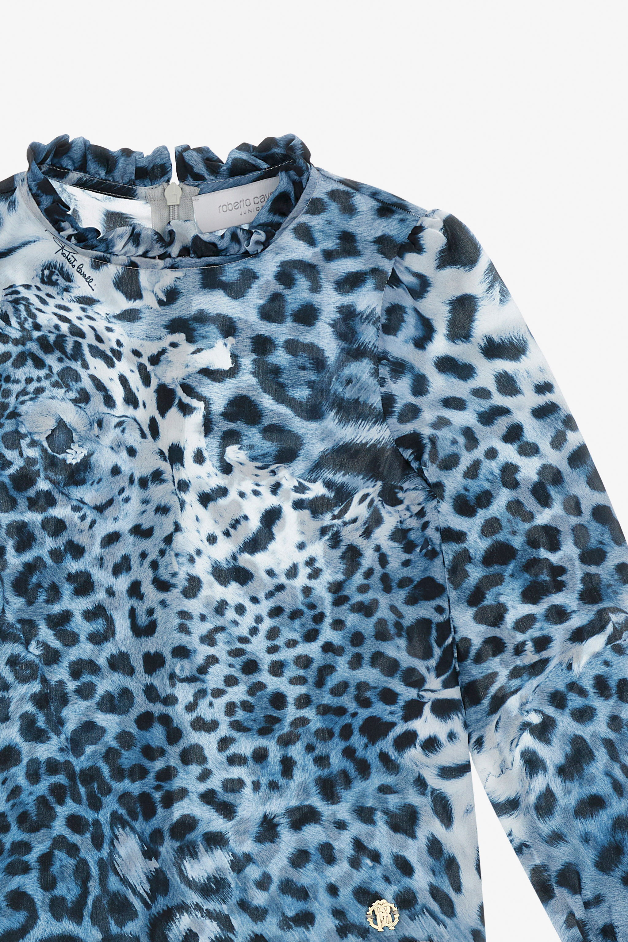 JU Blouse With Jaguar Skin Print JAGUARSKIN BLUE TJT64V-2NM10
