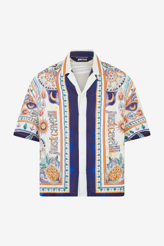 JC Camicia con Stampa Tropical Garden OFF WHITE WFM008-WF156