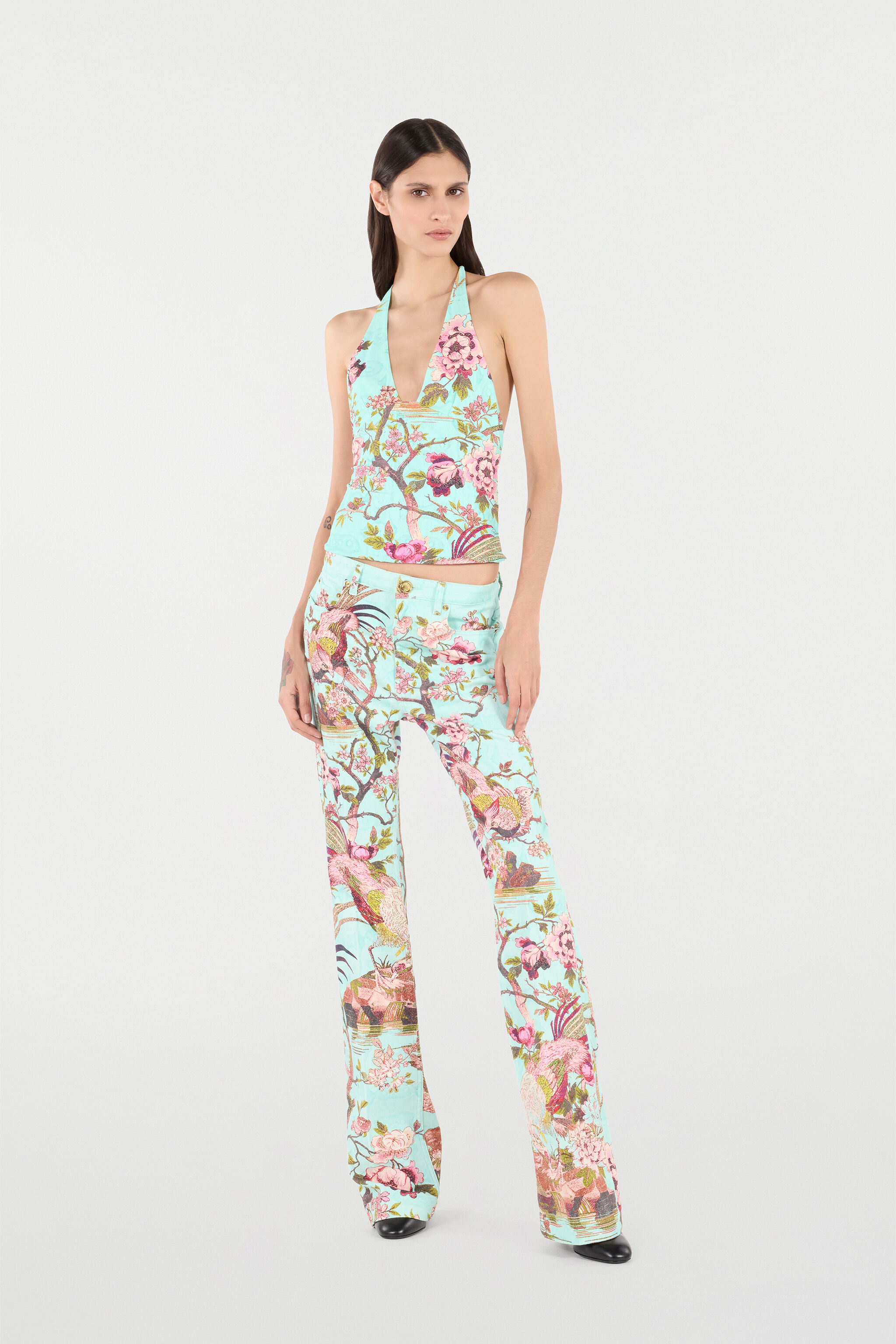 RC Top with Floral Print Blue/Pink VKT612-LNP76