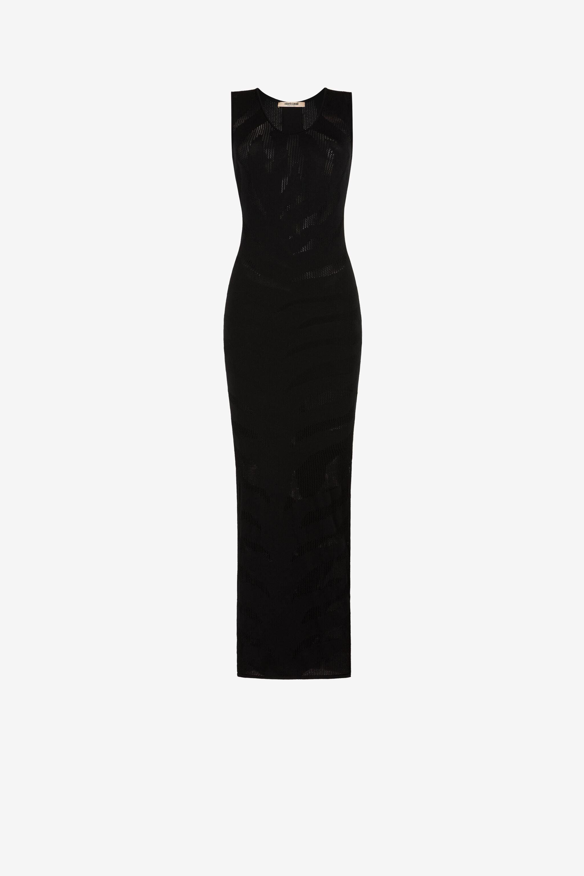 RC Vestido maxi con estampado Zebra de jacquard Negro OQM114-MI030