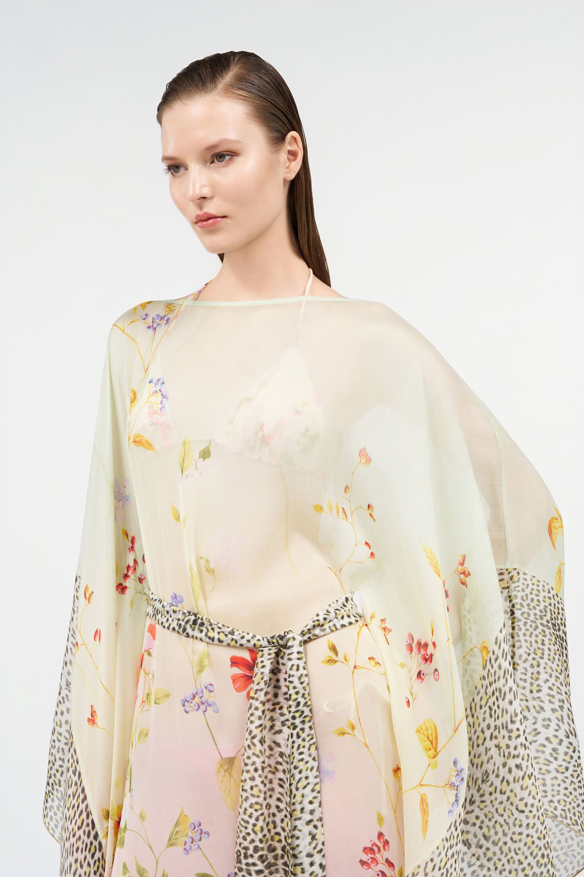 RC Miami Flowers Silk Kaftan RC Miami Flowers Silk Kaftan GREEN/FUCHSIA WQW017-HNR32