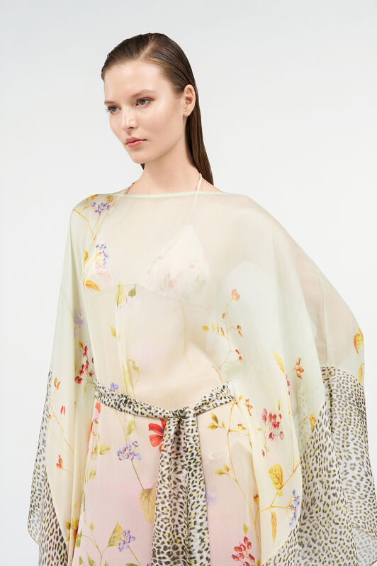 RC Miami Flowers Silk Kaftan RC Miami Flowers Silk Kaftan GREEN/FUCHSIA WQW017-HNR32