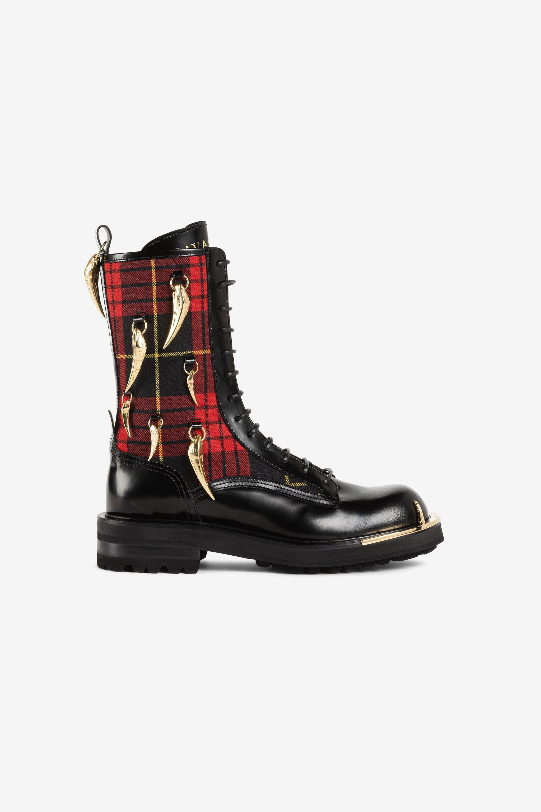 RC Tiger Tooth Tartan Combat Boots Black/Red PKS003-PZ234