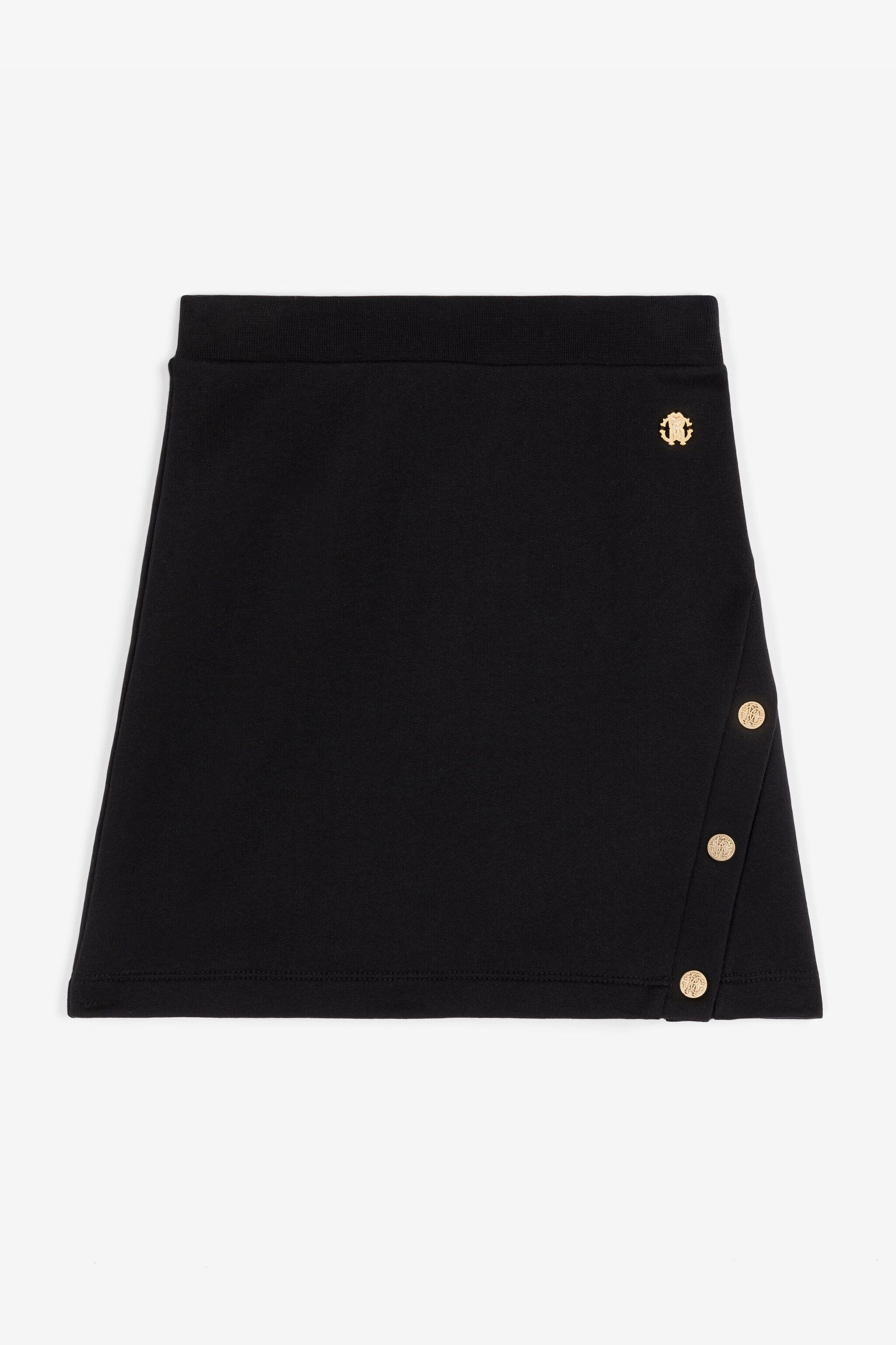 JU Button-Embellished Cotton Skirt Black RJT303-CF050