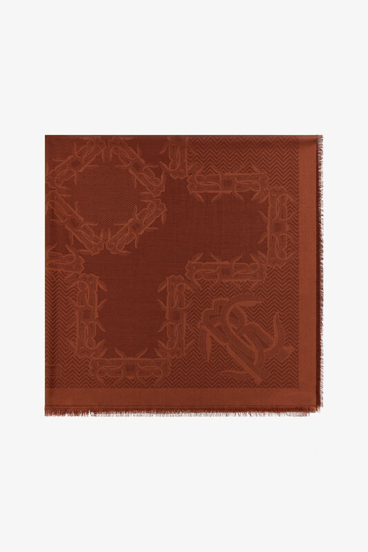 RC Jacquard Shawl with Mirror Snake Monogram Brown TALR29-IR046