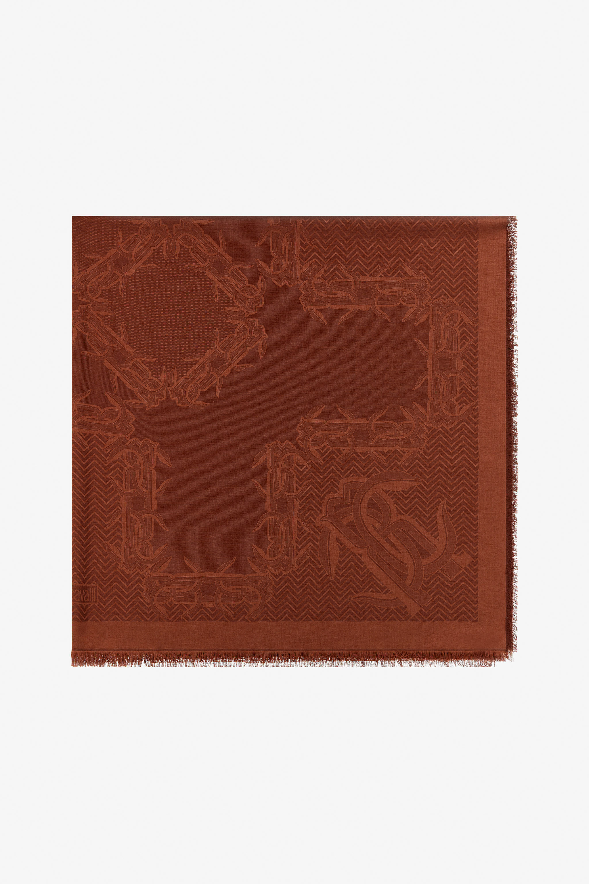 RC Jacquard Shawl with Mirror Snake Monogram Brown TALR29-IR046