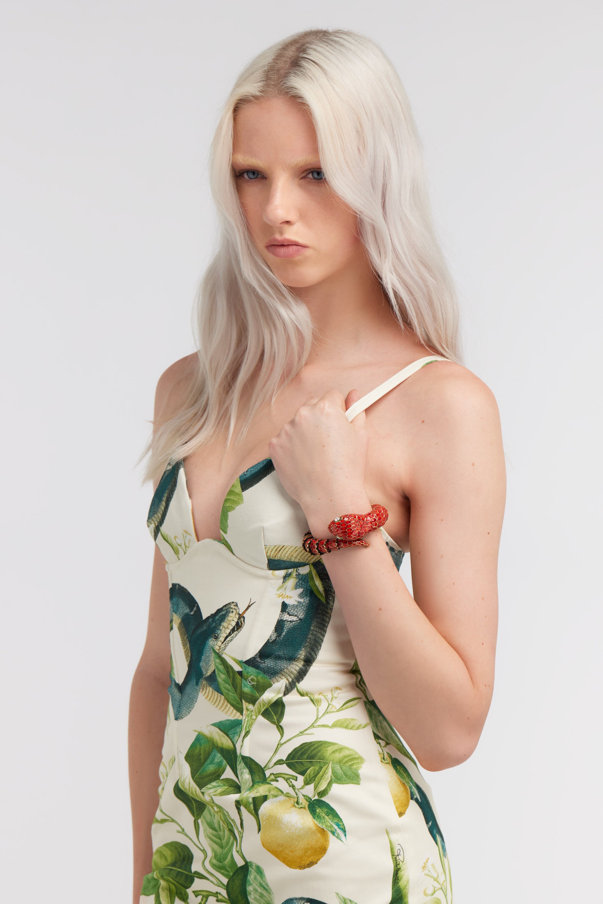 RC Bracelet with snake and crystals Red SKG002-AM072
