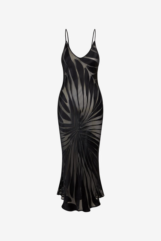 RC Slip Dress With Ray Devoré Print BLACK XKT102-FXI15