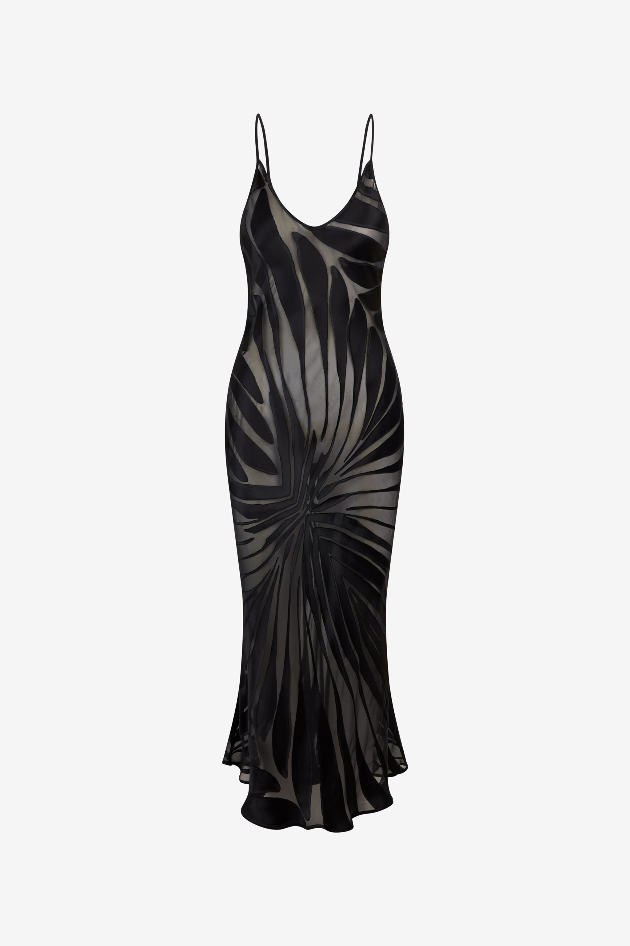 RC Slip Dress With Ray Devoré Print BLACK XKT102-FXI15