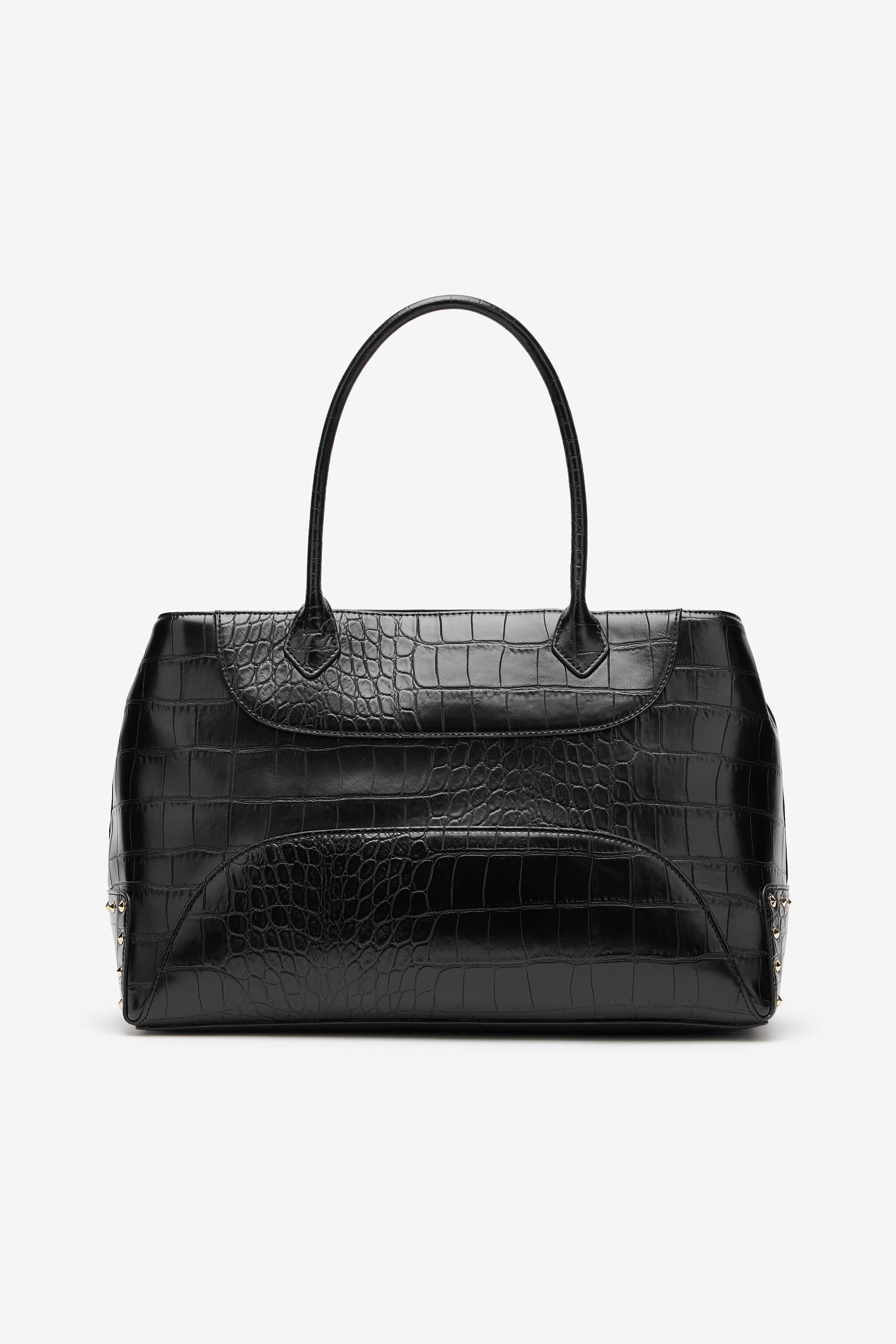 JC Just Cavalli Tote Bag mit Nieten und Kroko-Print BLACK VFB079-VF711