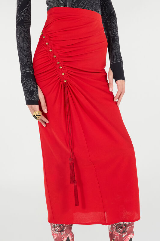 RC Midi Skirt with Gathered Detail RC Midi Skirt with Gathered Detail Red VQT307-JE034