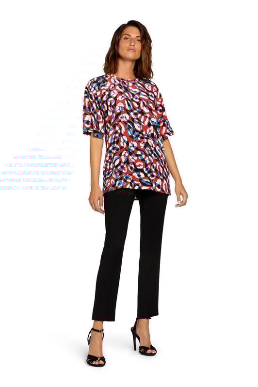RC Tiger and Jaguar-Print Silk T-Shirt RED/LAPIS JQT644-SQS04