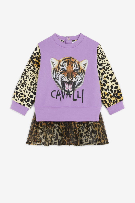 JU Leopard-Print Layered Dress Purple NJT154-CF042