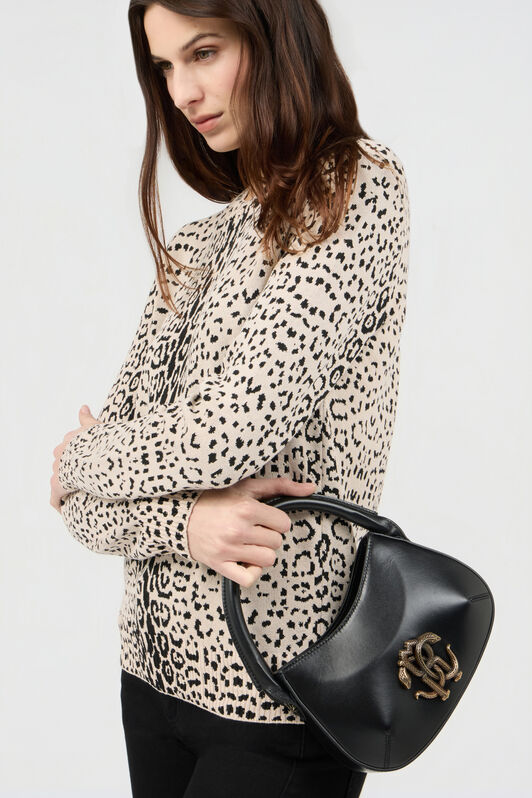 RC Black Leather Top Handle Bag with Monogram RC RC Black Leather Top Handle Bag with Monogram RC BLACK ROB00E-PZ085