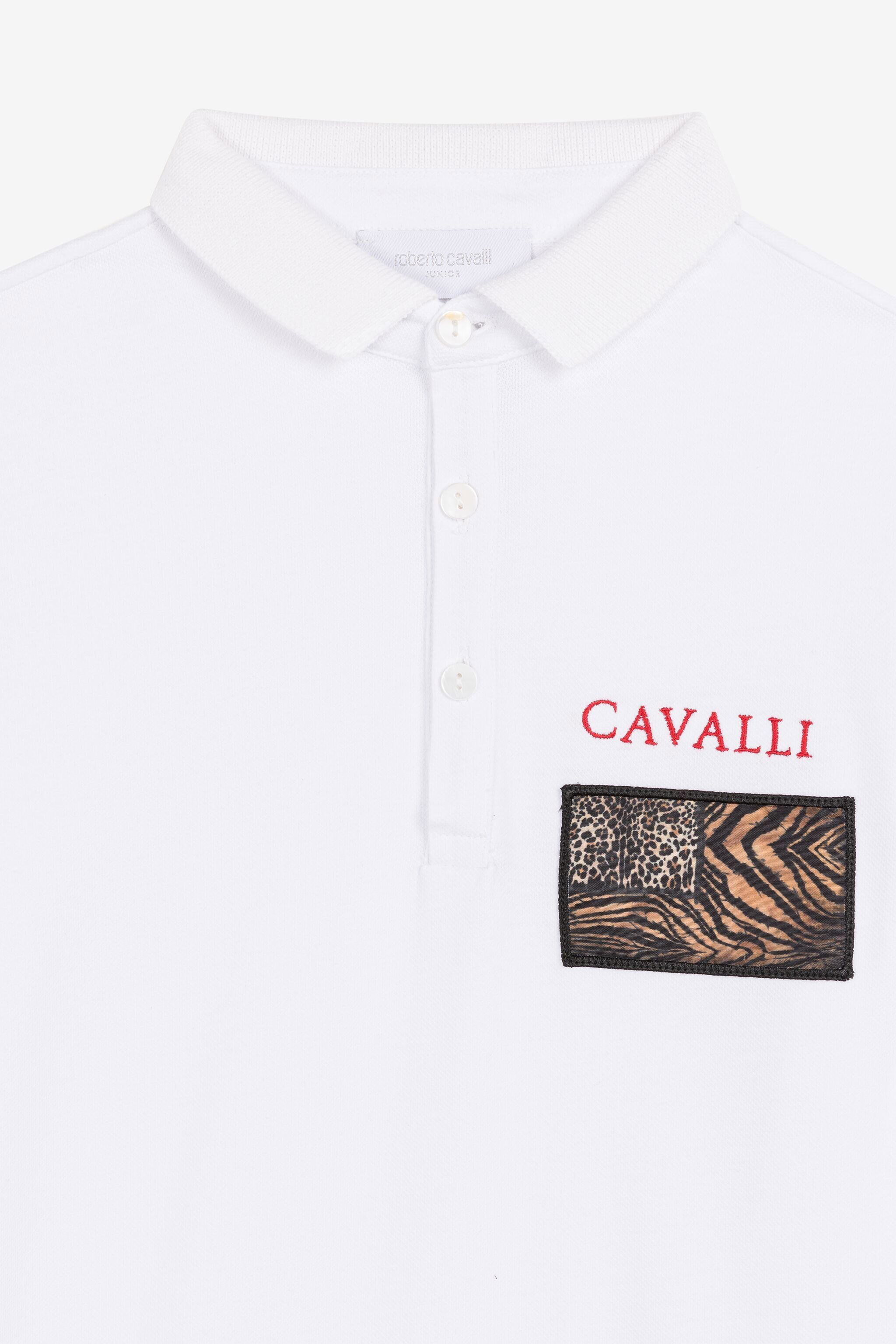 JU Animalier Patchwork-Print Appliqué Polo Shirt BIANCO 110601 OJT662-ISA2J