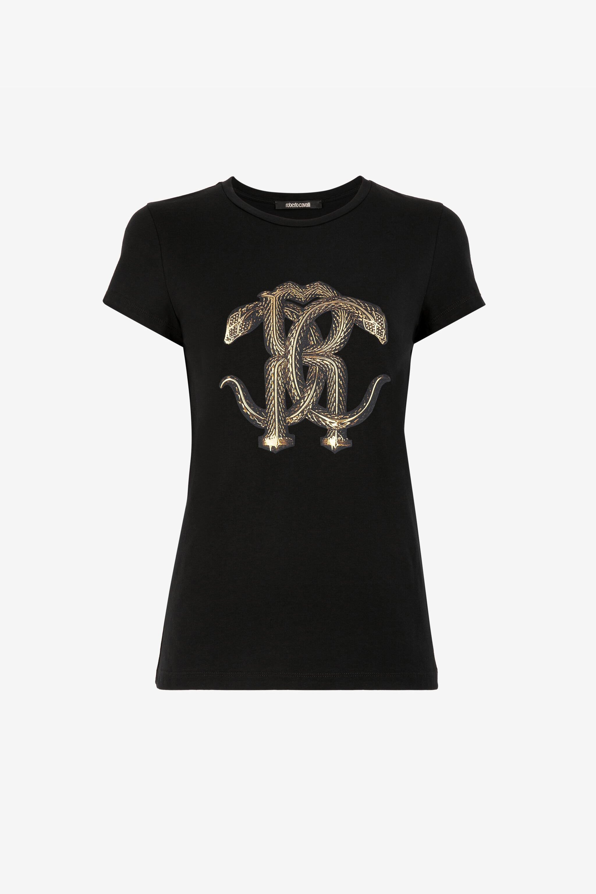 RC T-Shirt mit Schlangen-Print Schwarz/Gold RKT60C-JD061