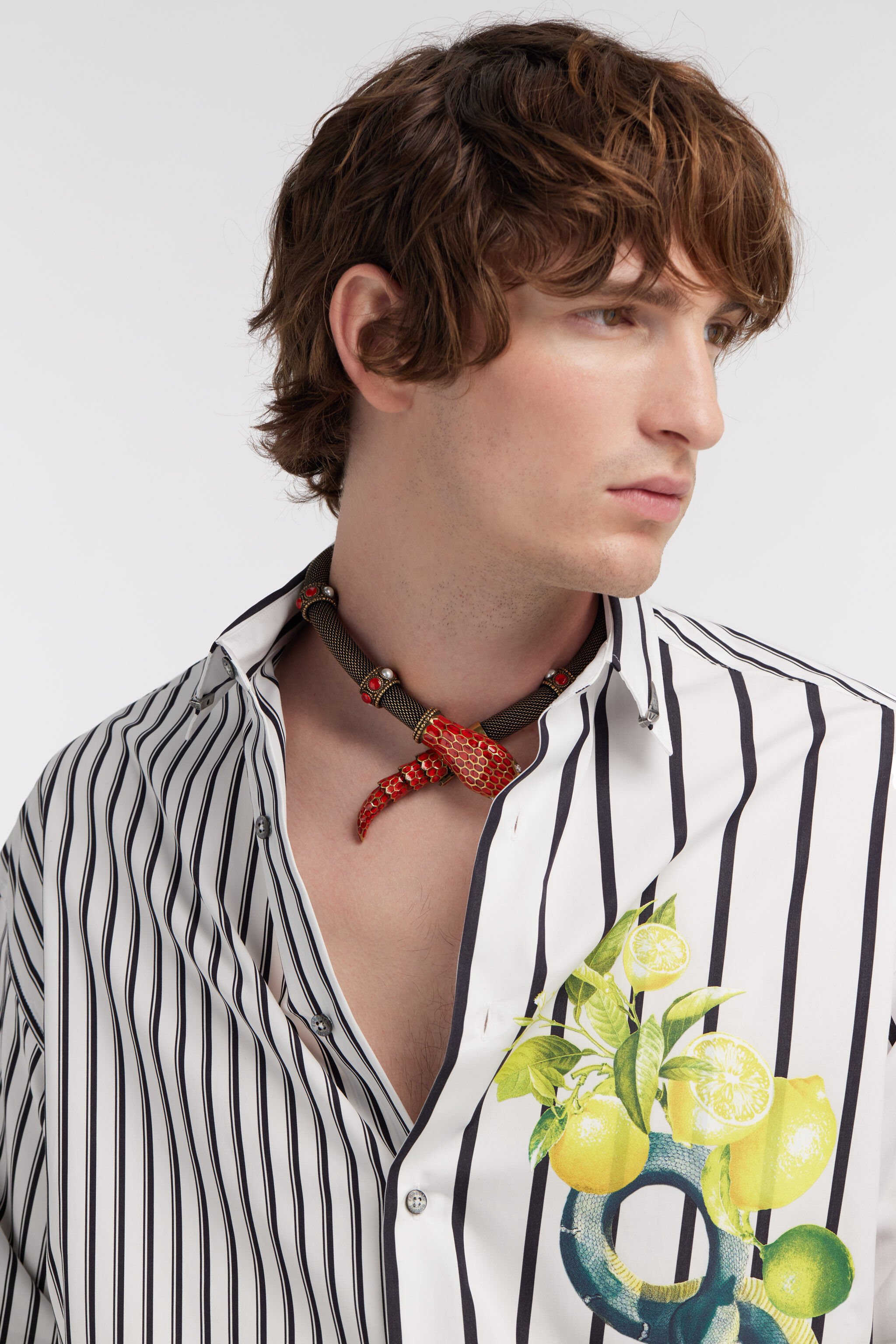 RC Camicia stampa righe e limoni Nero/Bianco SRT720-CH039