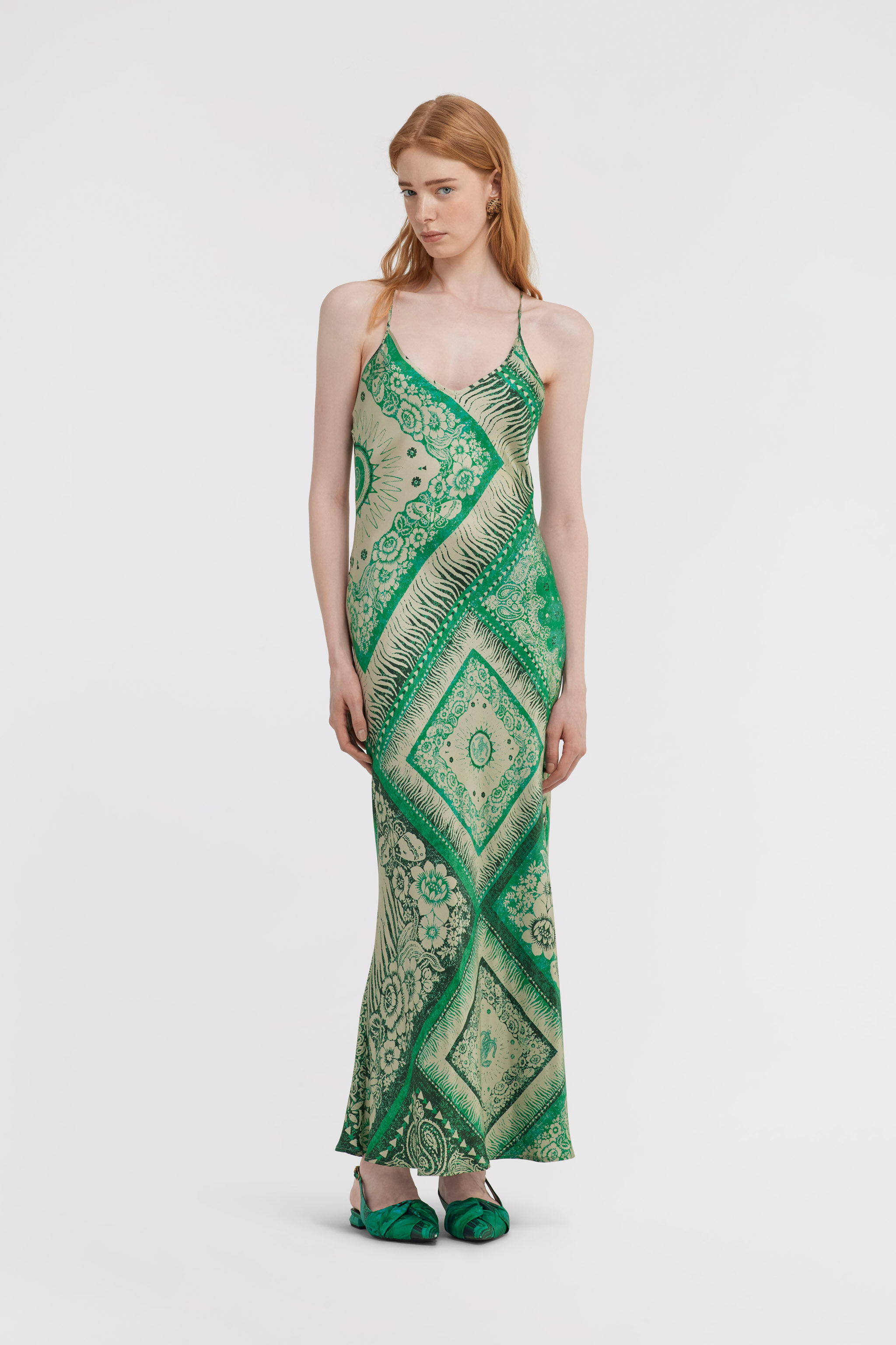 RC Bandana Print Slip Dress Green TKT102-4QN05