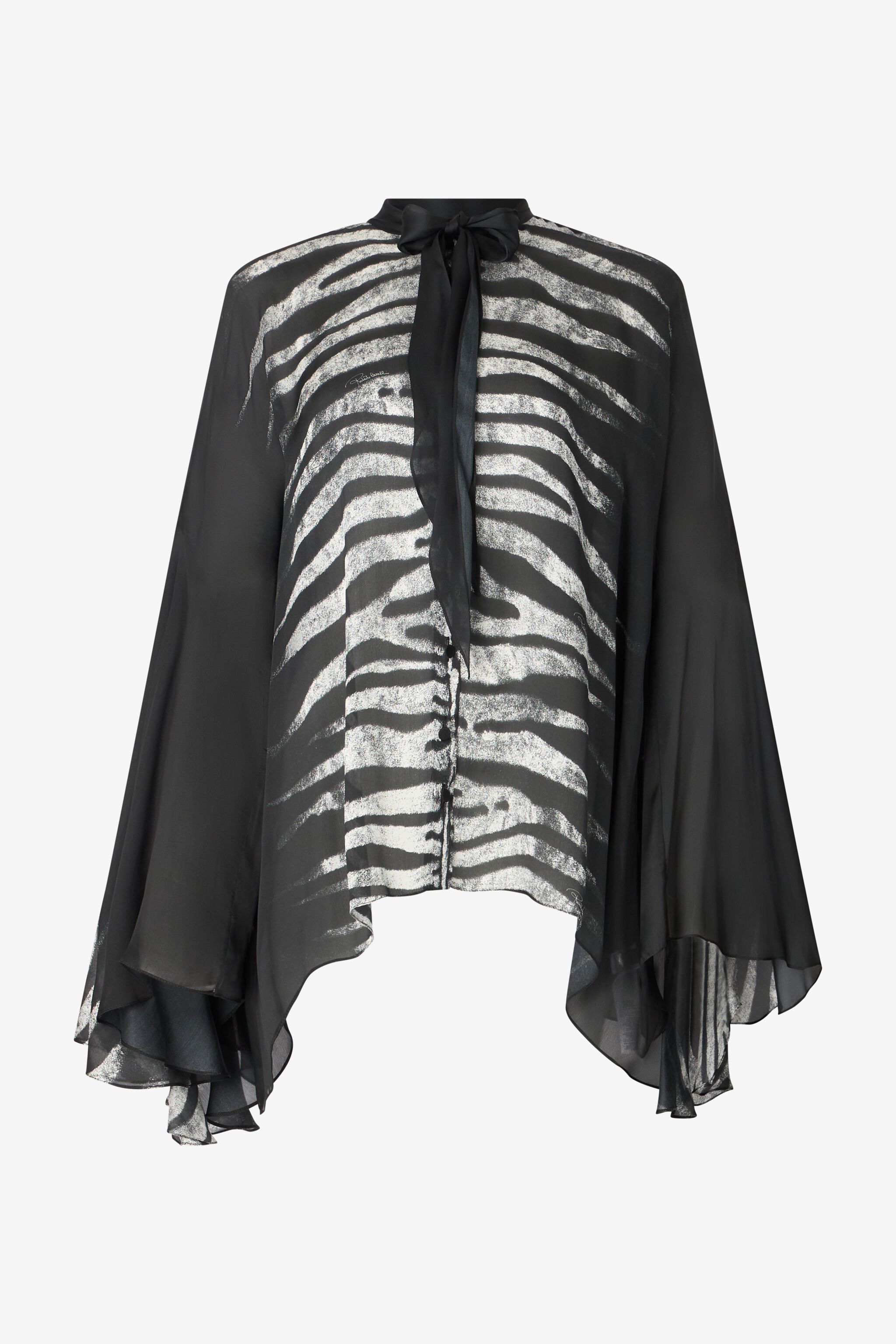 RC Zebra-Print Caftan-Style Shirt Black/White UKT711-CTN50