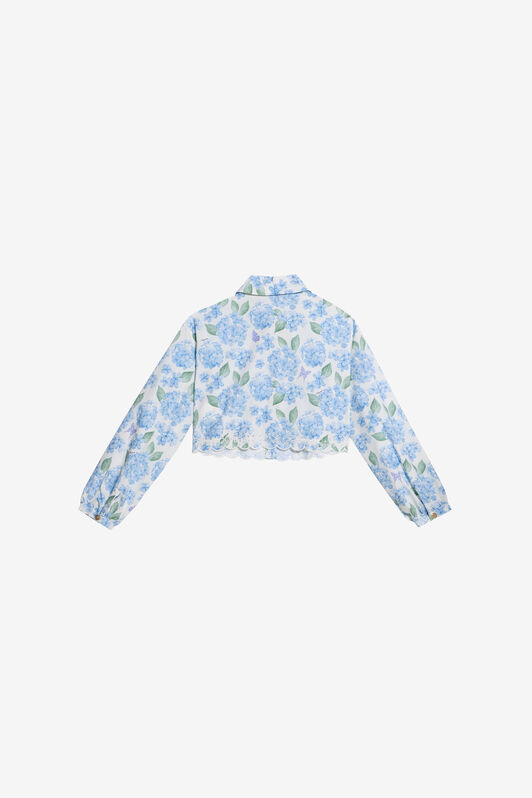 JU Plumago Print Cotton Shirt WHITE/BLUE WJT70C-7MR13