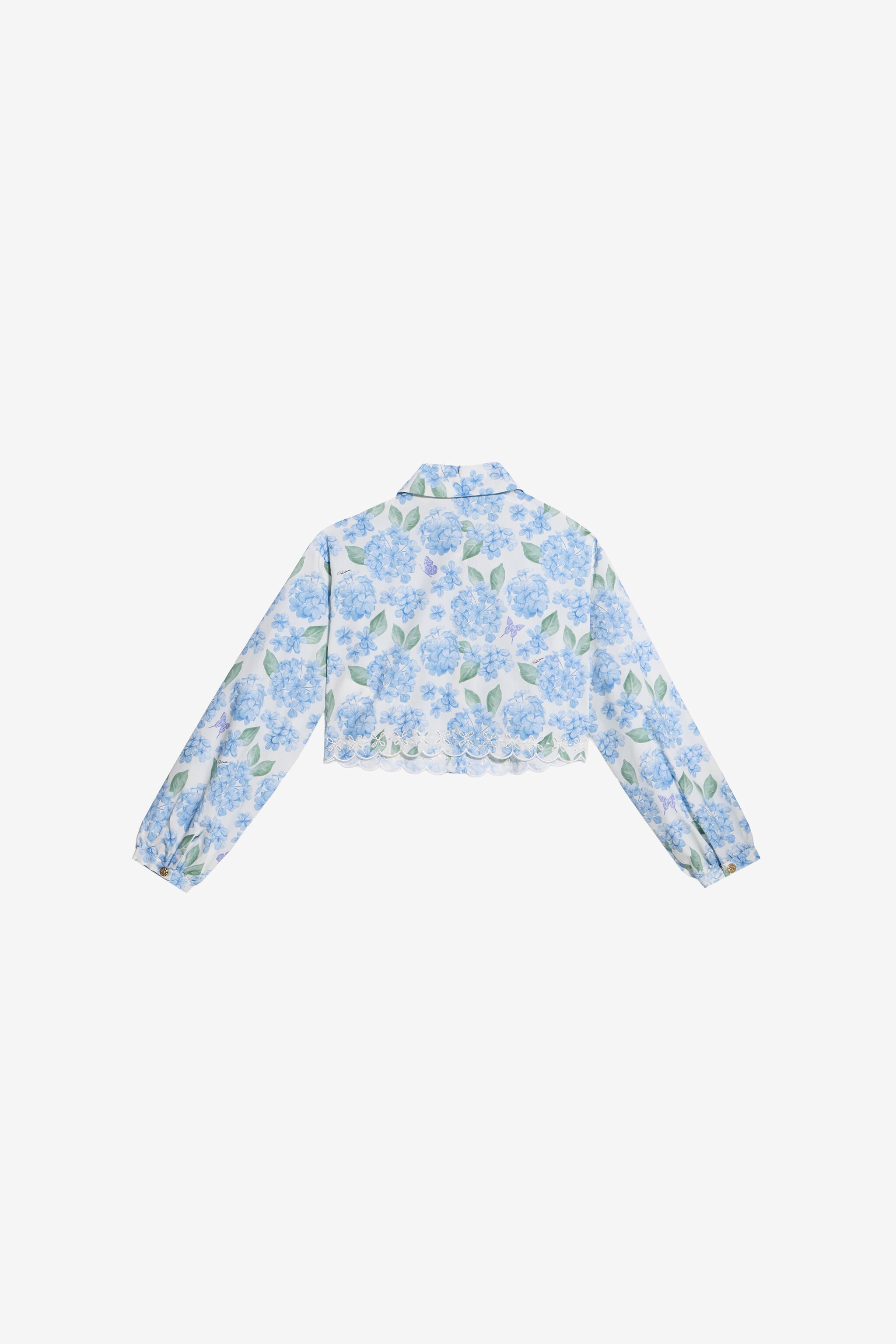 JU Plumago Print Cotton Shirt WHITE/BLUE WJT70C-7MR13