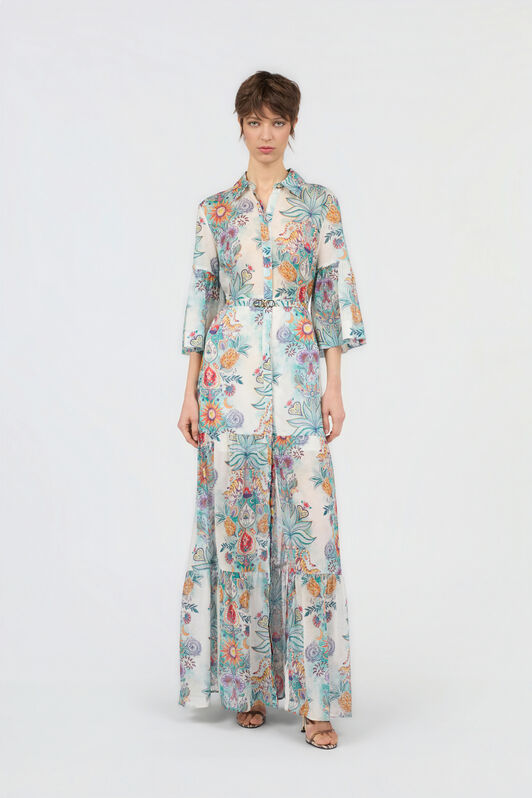 JC Abito Stampa Tropical Garden TURCHESE CHIRO WFT326-WF724