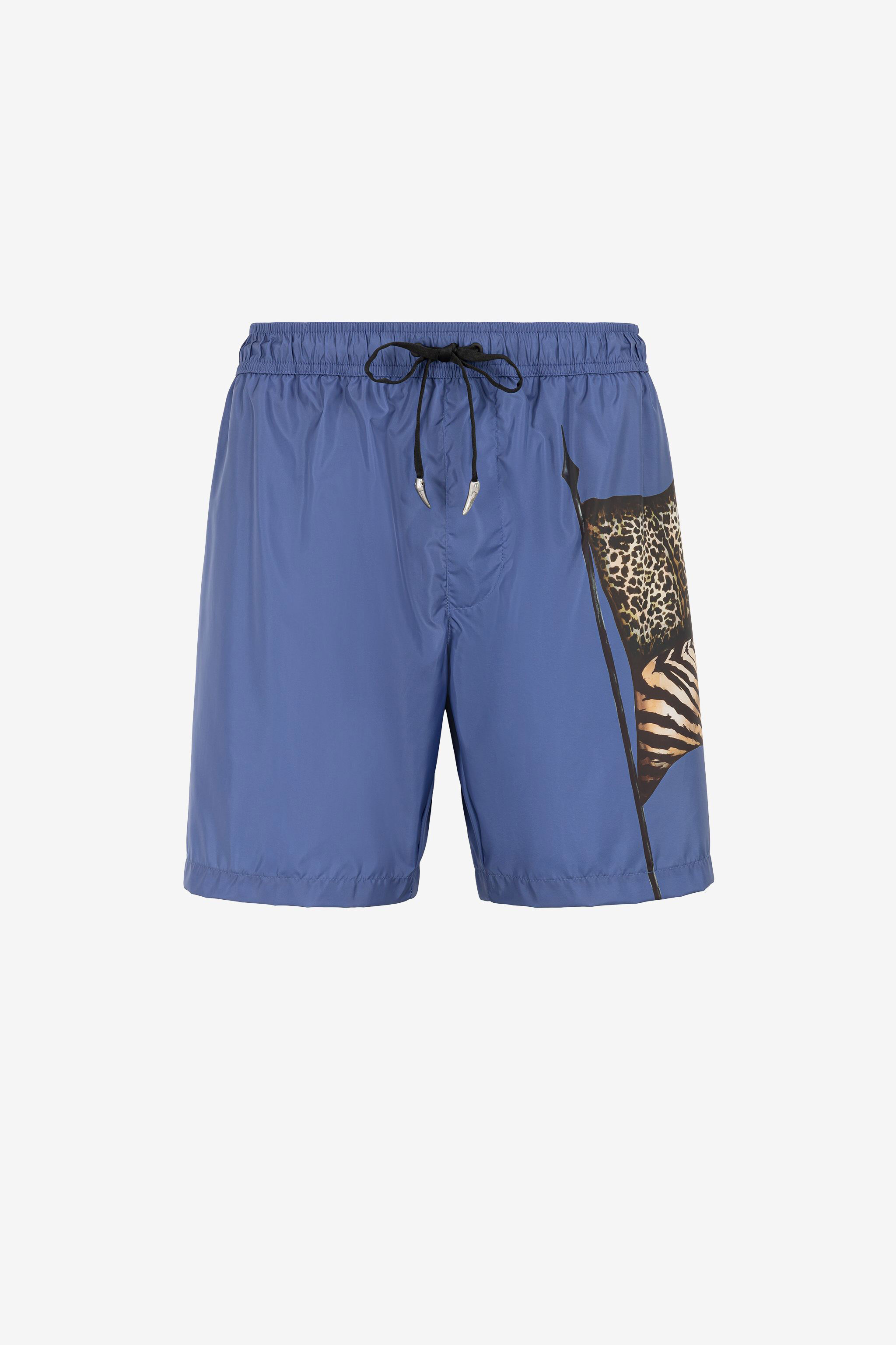 RC Animalier Patchwork-Print Swim Shorts BLU SCURO 194026 ONH04C-SB053