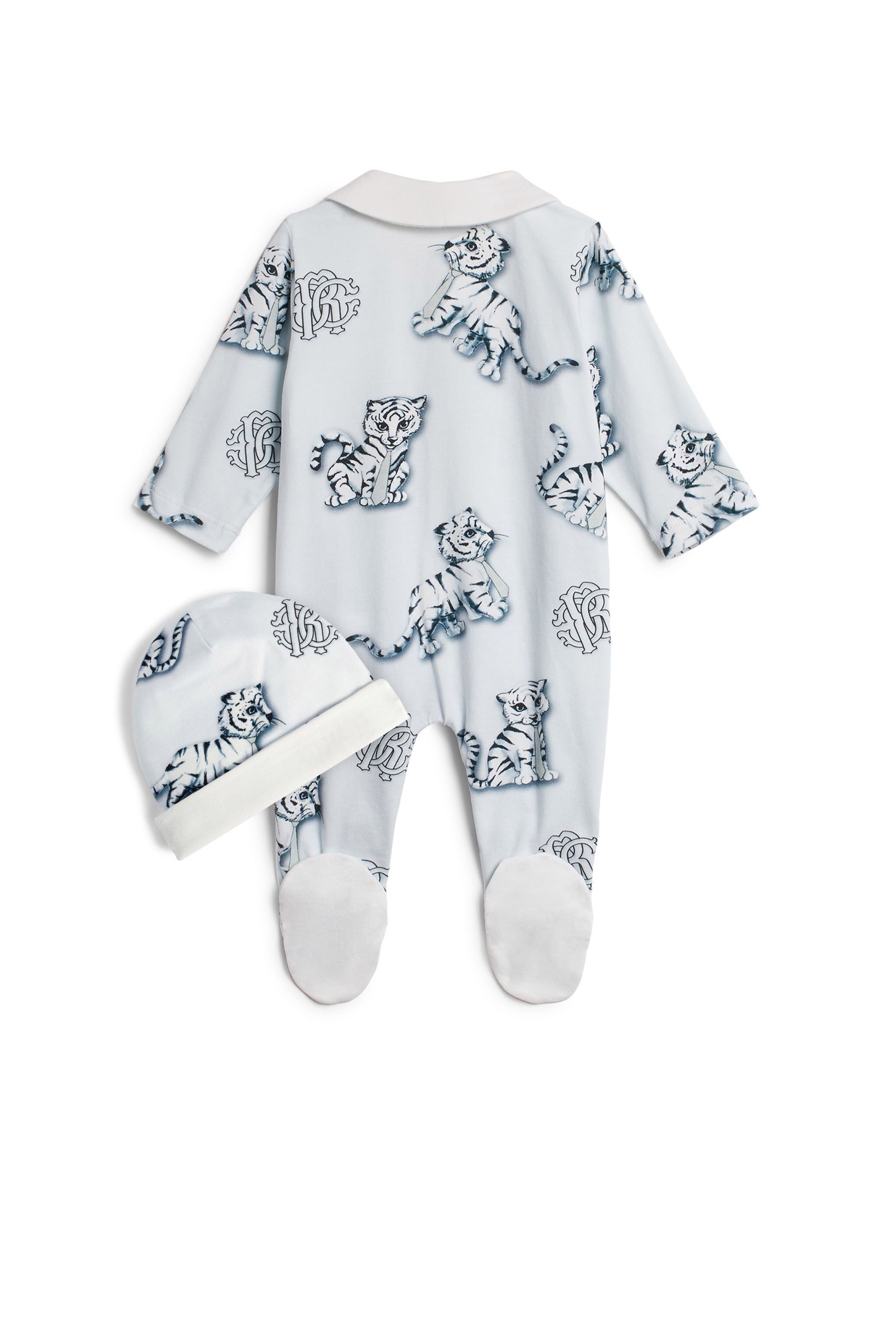 JU Funny Tiger print babygrow BABYBLUE/MILKY/BLACK IJT852-JFQ60