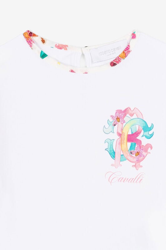 JU T-Shirt mit Blumen-Print JU T-Shirt mit Blumen-Print Weiß QJT665-JV025