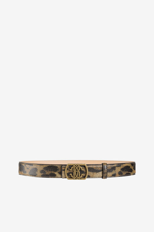 RC Leopard-Print RC Monogram Belt Brown/Black JSC001-ABO01