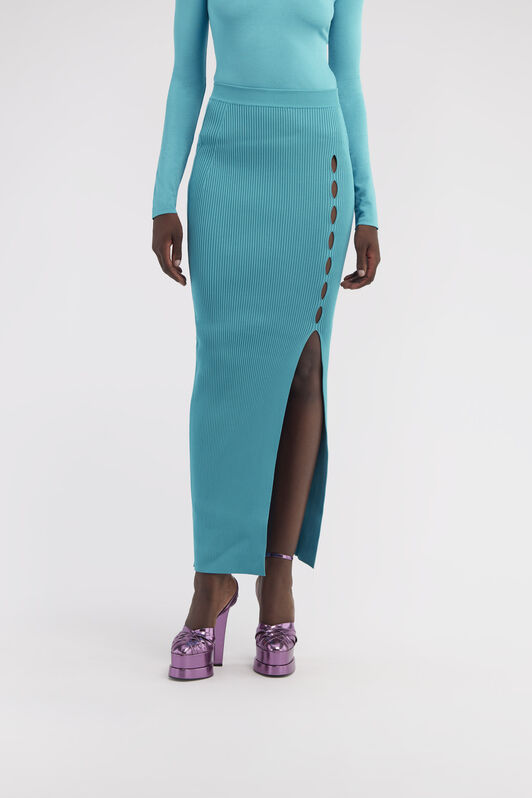 RC Ribbed long skirt with cut-out Light blue RKM301-MG011