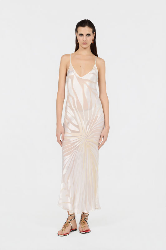 RC Slip Dress With Ray Devoré Print WHITE XKT102-FXI15
