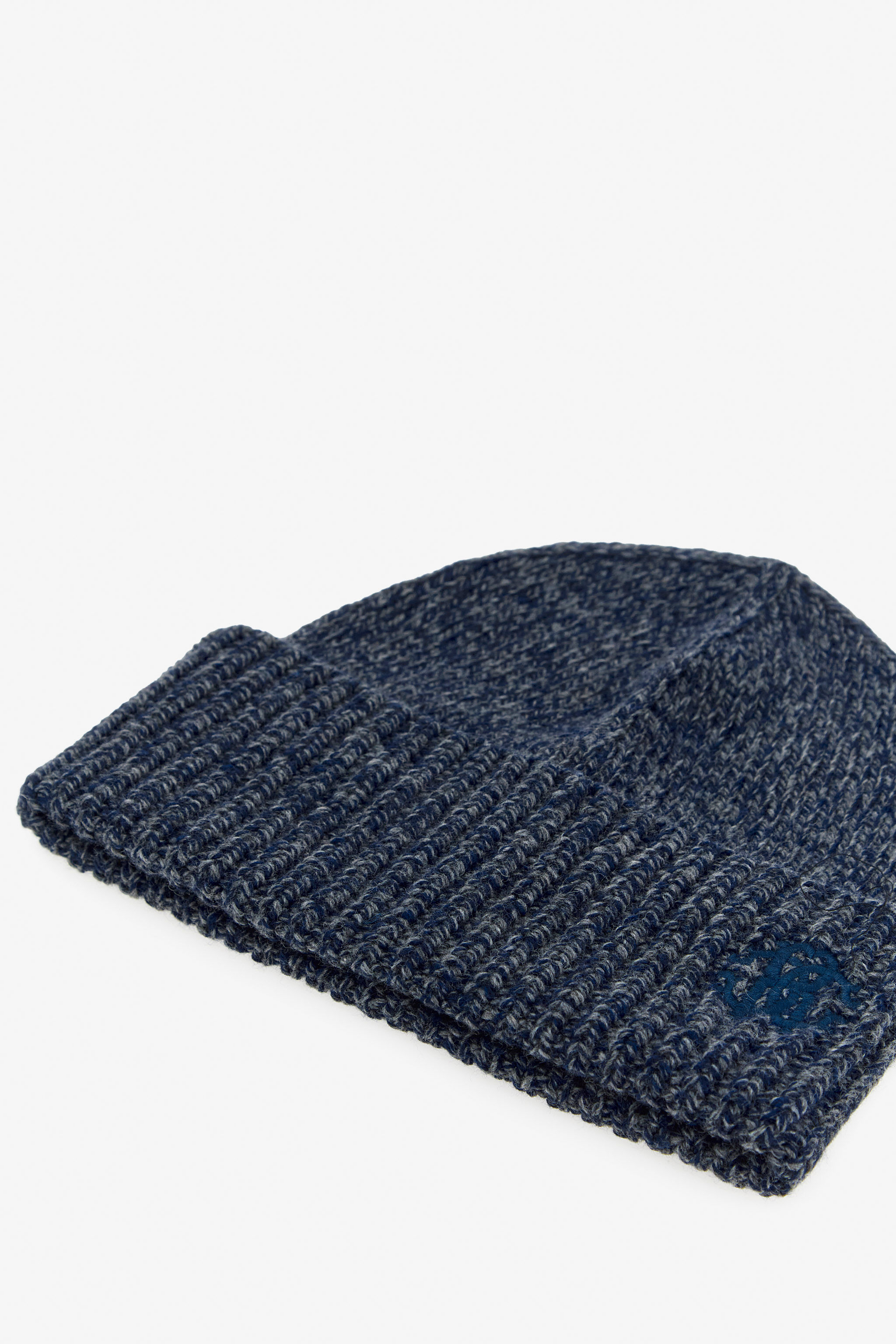 RC Blaue Kaschmir-Mischung Mütze Beanie mit Monogramm RC Dunkelblau NOZ00D-MQ015