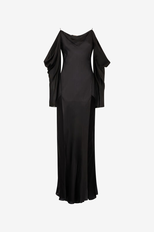 RC Langes Kleid aus Seide Schwarz UKT117-CC032