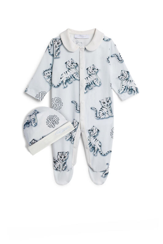 JU Funny Tiger print babygrow BABYBLUE/MILKY/BLACK IJT852-JFQ60