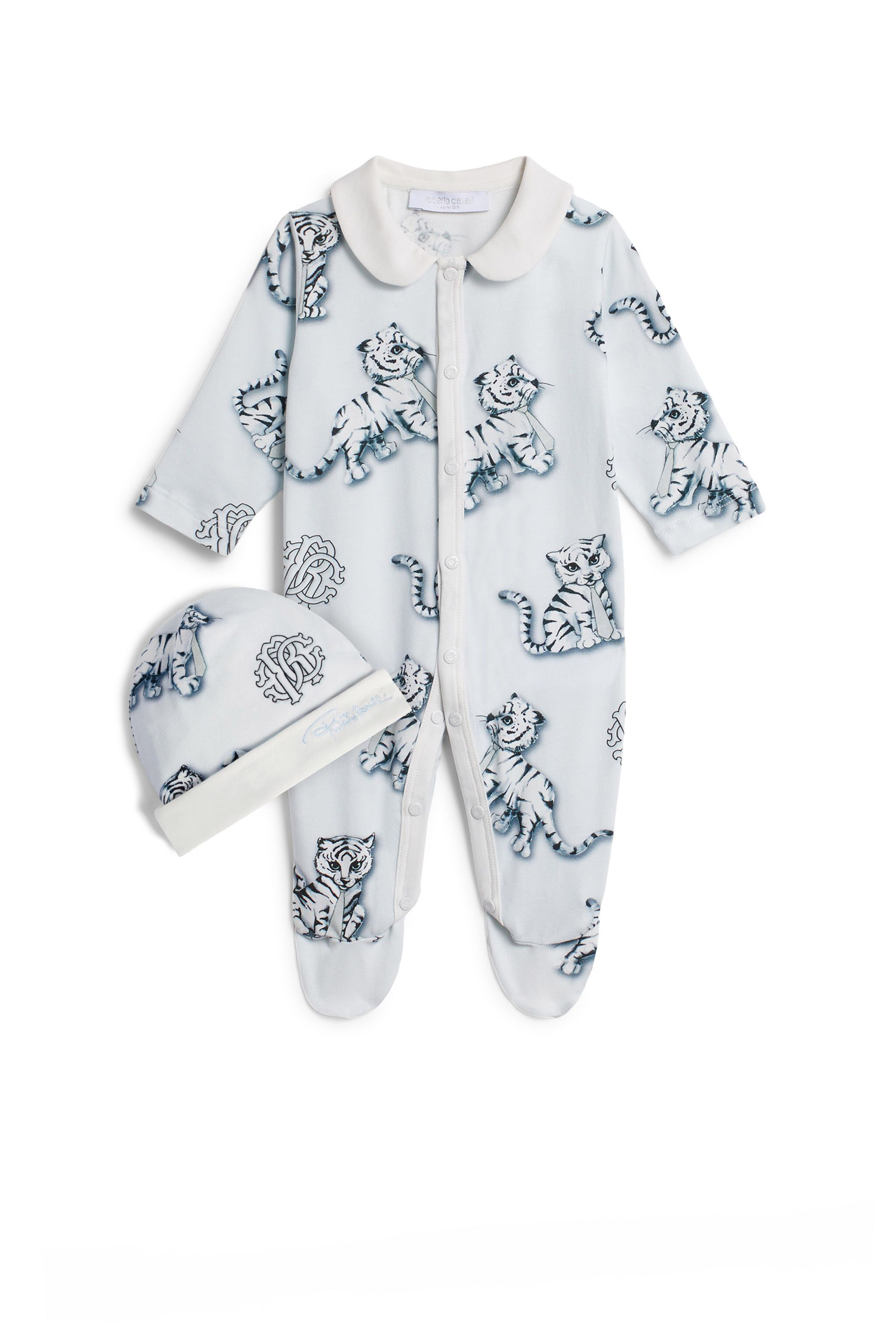 JU Funny Tiger print babygrow BABYBLUE/MILKY/BLACK IJT852-JFQ60