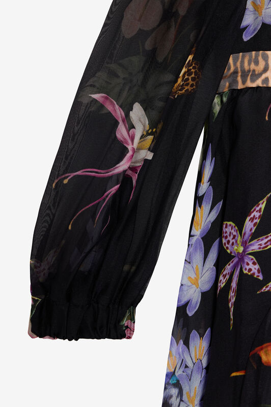 JU Abito In Misto Seta Con Stampa Tropicale BLACK VJT113-2NP32