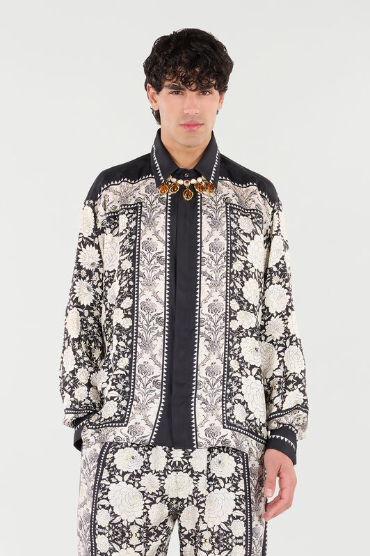 RC Silk Shirt with Floral Print RC Silk Shirt with Floral Print Black/White VNT724-4QP97