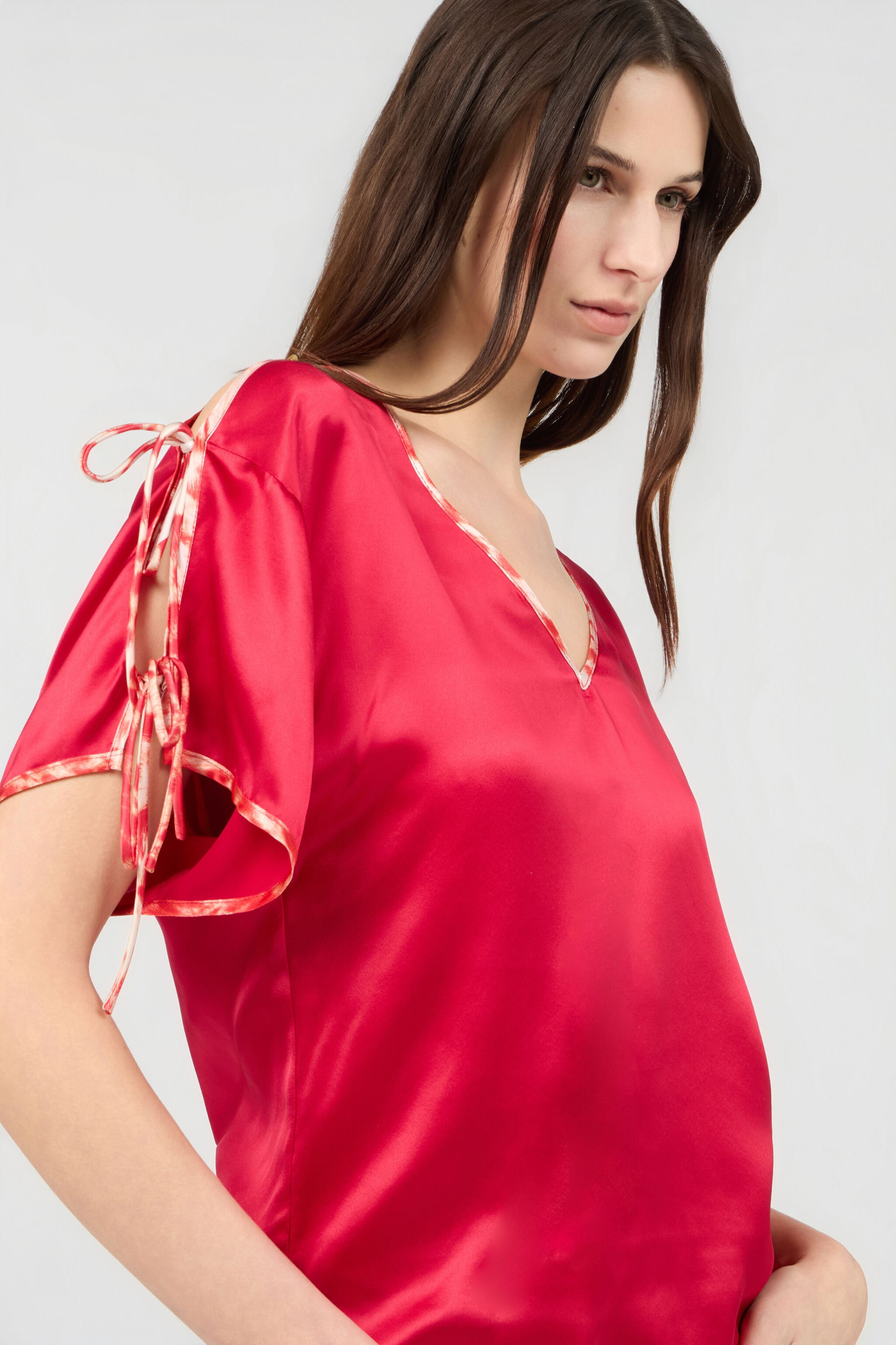 RC Red Silk Tie-Shoulder Top CHERRY SOT60E-SE005
