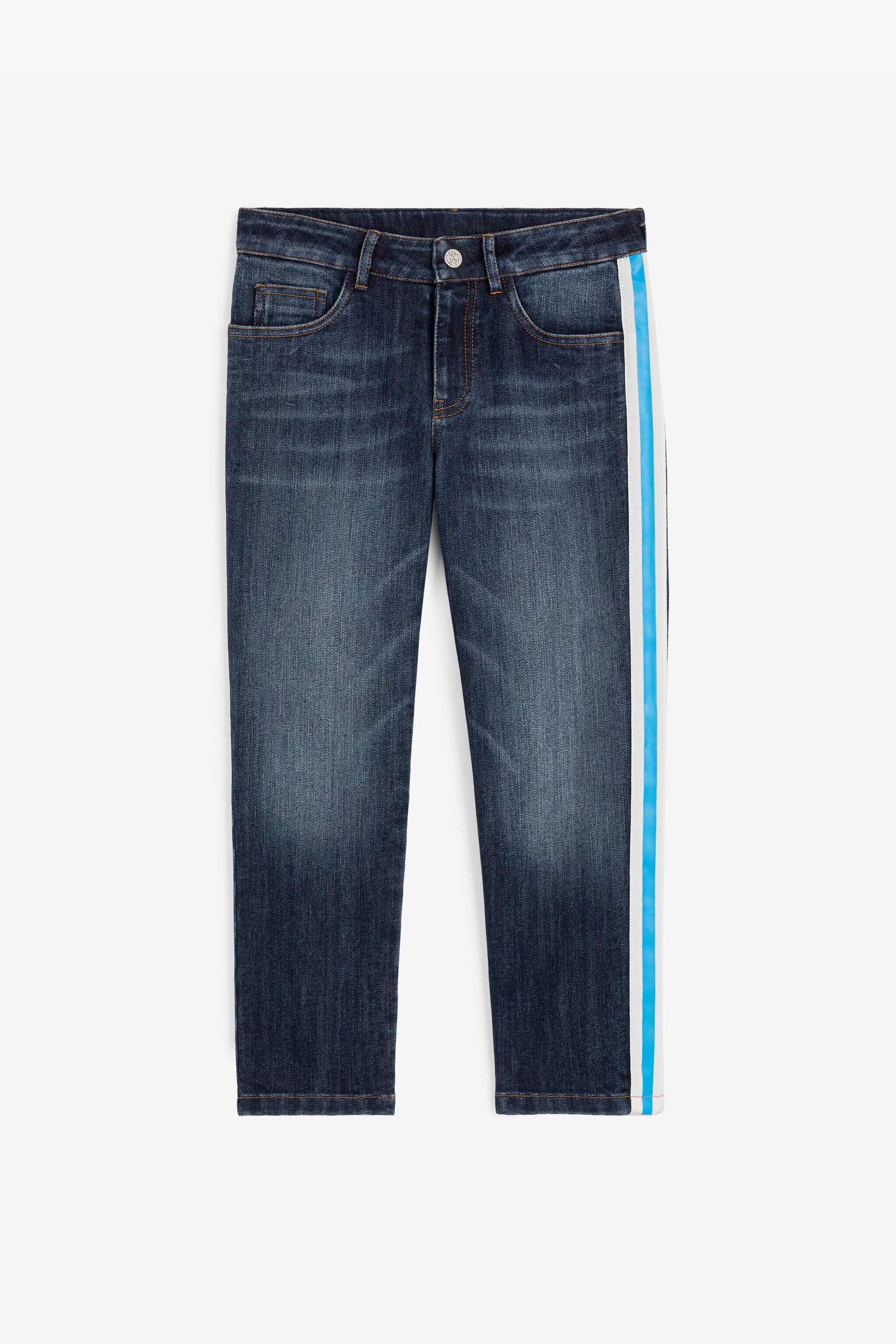 JU RC Monogram-Embroidered Side-Stripe Jeans Dark blue RJJ20D-DS015